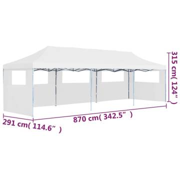 Folding Pop-up Party Tent 3x9m White with 5 Sidewalls