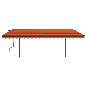 Manual Retractable Awning with LED - 5x3 m Orange & Brown