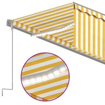 Manual Retractable Awning 6x3m - Yellow & White | HipoMarket