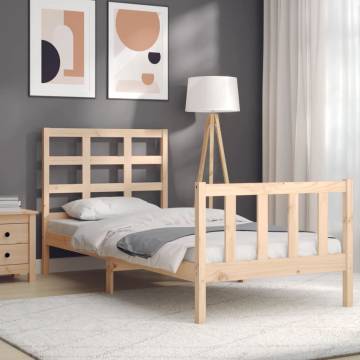 Solid Wood Bed Frame with Headboard 90x190 cm - HipoMarket