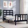 Bed Frame with Headboard Black 90x190 cm Single Solid Wood Colour black Size 90 x 190 cm 