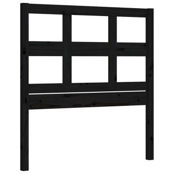 Black Single Bed Frame with Headboard - Solid Pine Wood