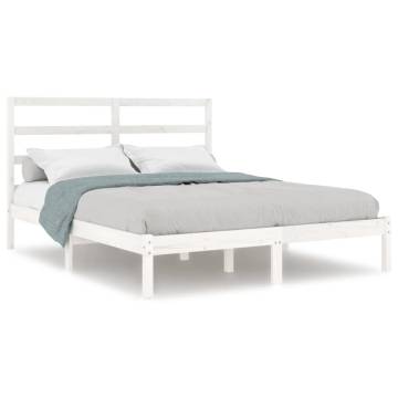 White Solid Wood Bed Frame 120x190 cm Small Double | HipoMarket