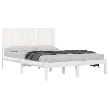 White Solid Wood Bed Frame 180x200 cm Super King Size - Hipo Market