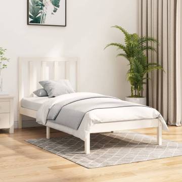 White Solid Wood Pine Bed Frame 75x190 cm - Small Single