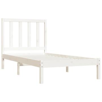 White Solid Wood Pine Bed Frame 75x190 cm - Small Single