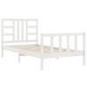 White Bed Frame with Headboard | 100x200 cm Solid Wood