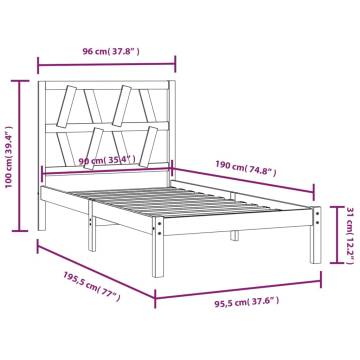 Solid Wood Pine Bed Frame 90x190 cm - Single | HipoMarket