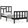 Black Single Bed Frame with Headboard - Solid Wood | Hipo Market