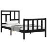 Black Single Bed Frame with Headboard - Solid Wood | Hipo Market