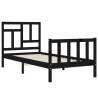 Black Single Bed Frame with Headboard - Solid Wood | Hipo Market