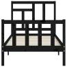 Black Single Bed Frame with Headboard - Solid Wood | Hipo Market