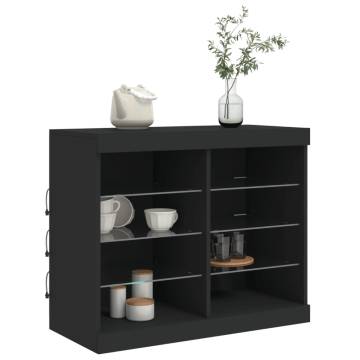 Modern Black Sideboard with LED Lights - 81x37x67 cm