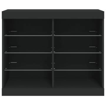 Modern Black Sideboard with LED Lights - 81x37x67 cm