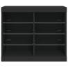 Modern Black Sideboard with LED Lights - 81x37x67 cm