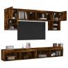 6 Piece TV Wall Units with LED Smoked Oak Engineered Wood Colour smoked oak Quantity in Package 1 