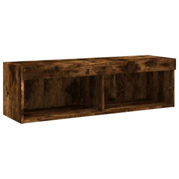 6 Piece TV Wall Units with LED - Smoked Oak Design