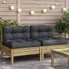 Garden Sofa Armless with Cushions 2 pcs Impregnated Wood Pine Colour natural impregnated Quantity in Package 1 Model 2-seater 