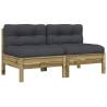 Stylish Garden Sofa Armless with Cushions - 2 pcs Pine Wood