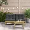 Stylish Garden Sofa Armless with Cushions - 2 pcs Pine Wood