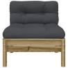 Stylish Garden Sofa Armless with Cushions - 2 pcs Pine Wood