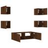 5 Piece TV Wall Cabinets with LED Lights - Brown Oak