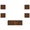 5 Piece TV Wall Cabinets with LED Lights - Brown Oak