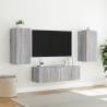 3 Piece TV Wall Cabinets with LED Lights - Grey Sonoma