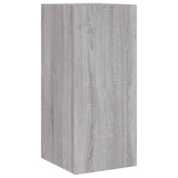 3 Piece TV Wall Cabinets with LED Lights - Grey Sonoma