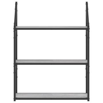 3-Tier Wall Shelf Grey Sonoma – Stylish Storage Solution