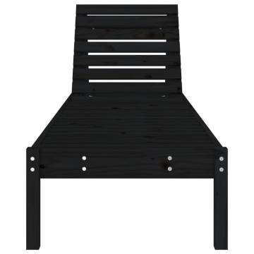 Stylish Black Sun Lounger - Solid Pine, Adjustable Backrest