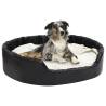 Dog Bed Black and Beige 99x89x21 cm Plush and Faux Leather Colour beige Size 99 x 89 x 21 cm 