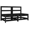 Garden Middle Sofas 2 pcs - Black Solid Wood Pine | HipoMarket