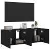 Stylish Black TV Wall Cabinets with LED Lights - Set of 2