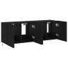 Stylish Black TV Wall Cabinets with LED Lights - Set of 2