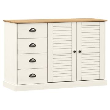 VIGO Sideboard with Drawers - White Solid Wood Pine 113x40x75 cm