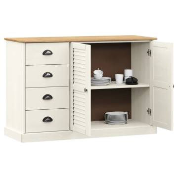 VIGO Sideboard with Drawers - White Solid Wood Pine 113x40x75 cm