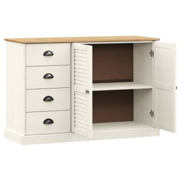 VIGO Sideboard with Drawers - White Solid Wood Pine 113x40x75 cm