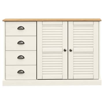 VIGO Sideboard with Drawers - White Solid Wood Pine 113x40x75 cm