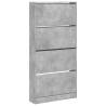 Shoe Cabinet with 4 Flip-Drawers - Concrete Grey 80x21x163.5 cm