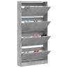 Shoe Cabinet with 4 Flip-Drawers - Concrete Grey 80x21x163.5 cm