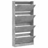 Shoe Cabinet with 4 Flip-Drawers - Concrete Grey 80x21x163.5 cm