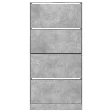 Shoe Cabinet with 4 Flip-Drawers - Concrete Grey 80x21x163.5 cm