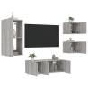 5 Piece LED TV Wall Units - Grey Sonoma Engineered Wood