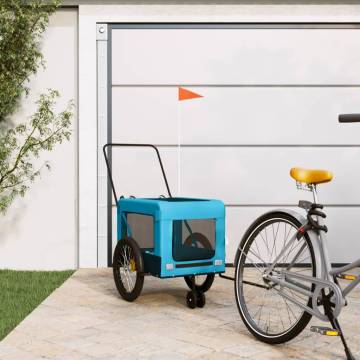 Durable Pet Bike Trailer - Blue & Black Oxford Fabric