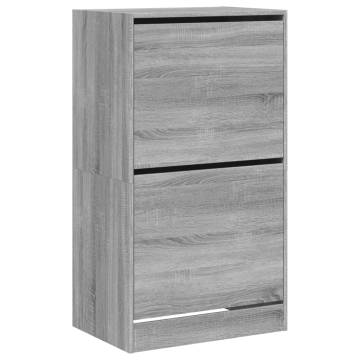 Shoe Cabinet with 2 Flip-Drawers - Grey Sonoma - 60x42x108 cm