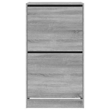 Shoe Cabinet with 2 Flip-Drawers - Grey Sonoma - 60x42x108 cm