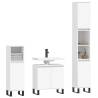 3 Piece Bathroom Furniture Set - Modern White Engineered Wood