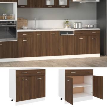 Drawer Bottom Cabinet Brown Oak - 80x46x81.5 cm | Hipo Market