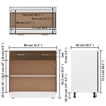 Drawer Bottom Cabinet Brown Oak - 80x46x81.5 cm | Hipo Market